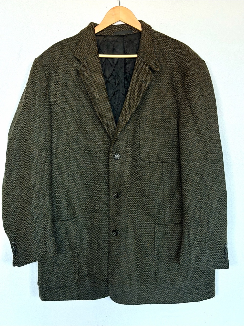 Vintage L.L. Bean Quilted Thinsulate Wool Tweed Sport Coat Jacket Brown Green XL